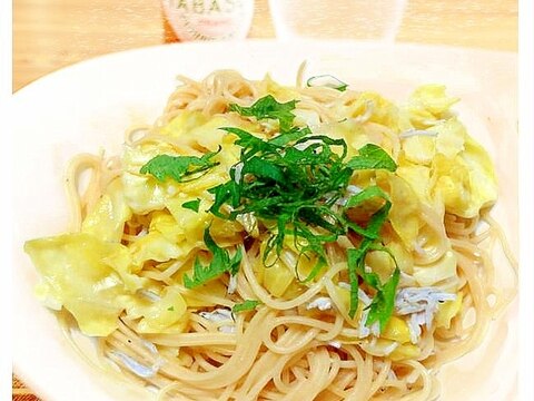 キャベツと釜揚げしらすの和風パスタ